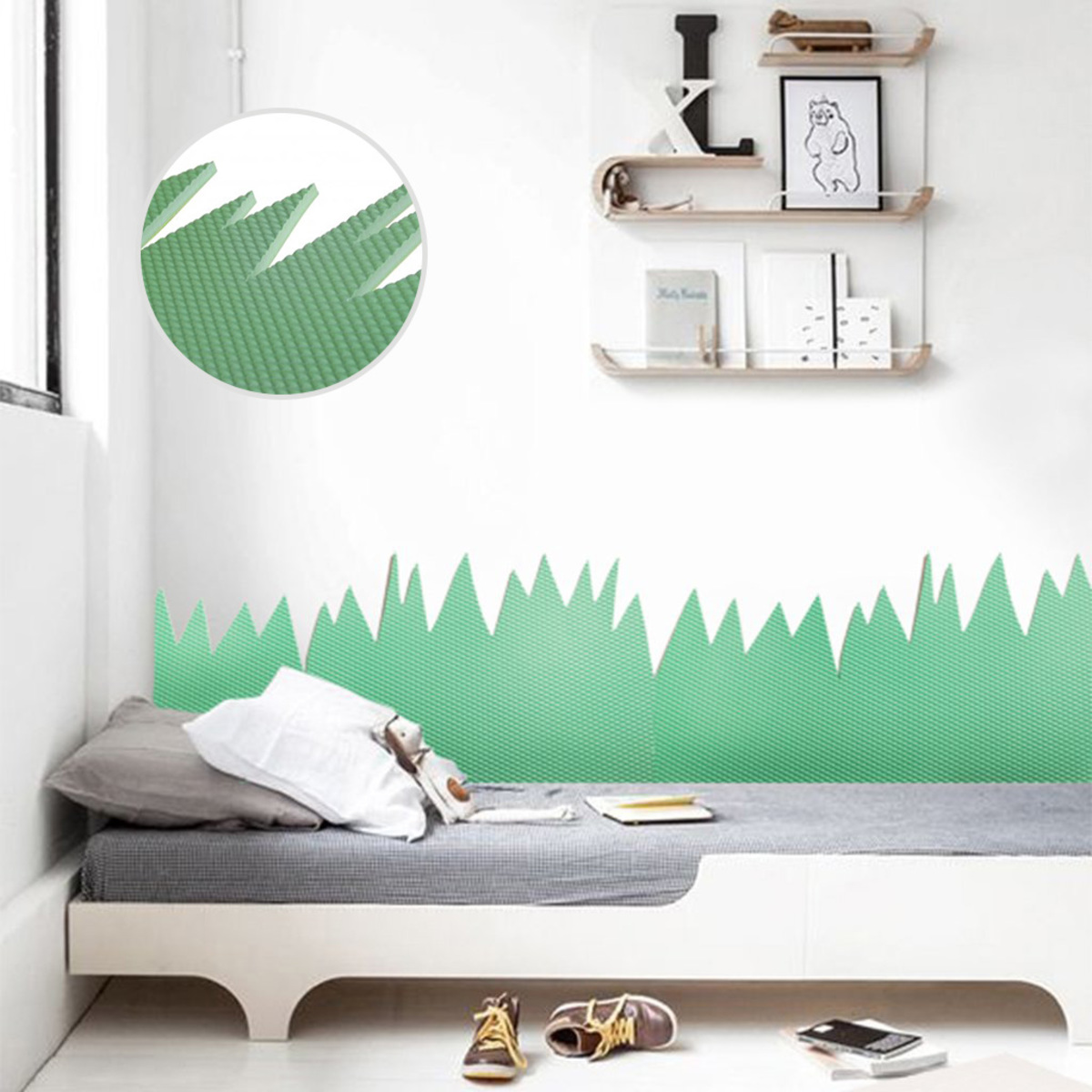 Schaumstoffschutz für die Wand hinter dem Bett Mountains - grün 