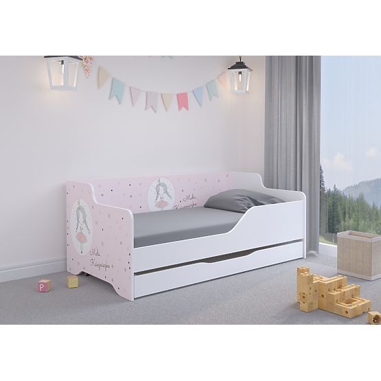 Kinderbett mit Rückenlehne LILU 160 x 80 cm - Prinzessin