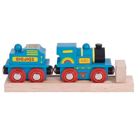 Bigjigs Rail Blue Maschine mit Tender + 2 Schienen