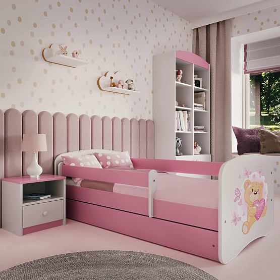 Kinderbett mit Rausfallschutz Ourbaby - Bärchen - rosa