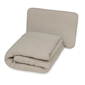 Decke und Kissen aus Musselin mit Füllung 100x135 + 40x60 - Beige, Matex