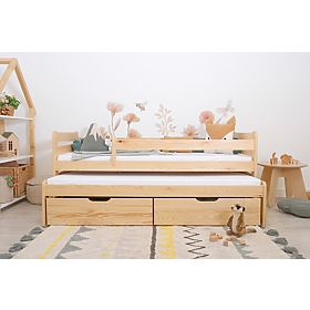 Kinderbett mit Zustellbett und Rausfallschutz Praktik - natur, Ourbaby®