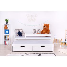 Kinderbett mit Zustellbett und Rausfallschutz Praktik - weiß, Ourbaby®