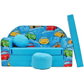 Kindersofa Fröhliche Autos - Blau, Welox