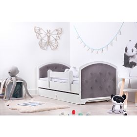 Polsterbett Luna mit Barriere – dunkelgrau, BabyBoo