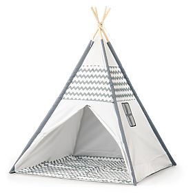 Tipi Kinderzelt - grau-weiß, EcoToys